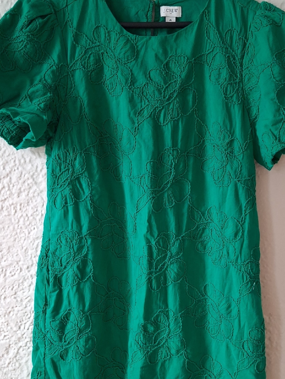 J. Crew  Green Embroidered Shift Dress